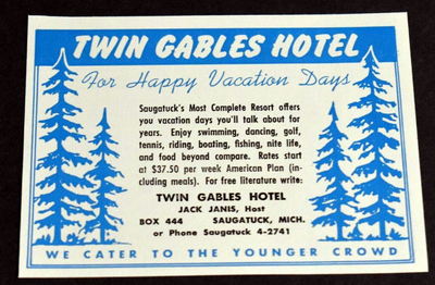 Hotel Saugatuck (Twin Gables Hotel) - Old Flyer (newer photo)